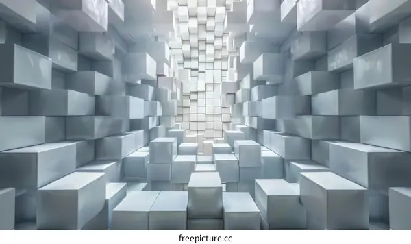 Futuristic Sci-Fi Tunnel With Glowing White Cubes