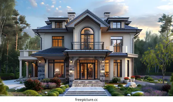 European-style house with stone elements