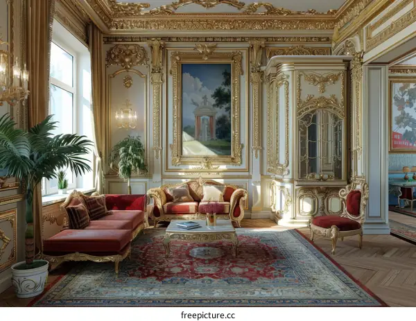 Lavish Living Room with Opulence and Art