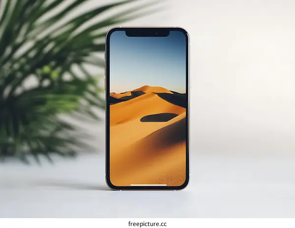 Desert Landscape on a Smartphone Screen