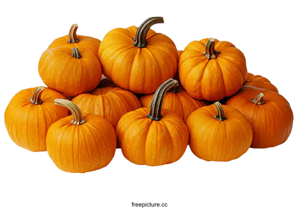 [Transparent Background PNG]Pile of Orange Pumpkins on White Background