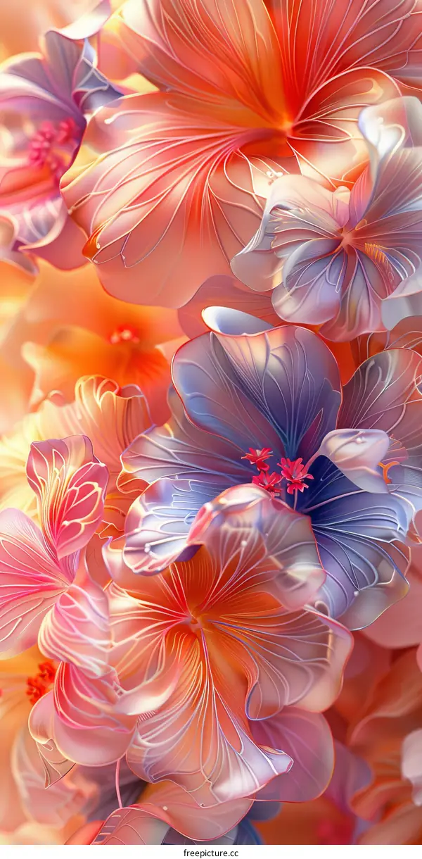 Abstract Floral Explosion in Vibrant Colors