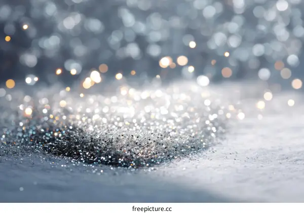 Silver Glitter Background with Sparkling Lights