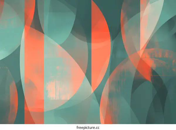 Abstract Geometric Shapes in Coral and Teal