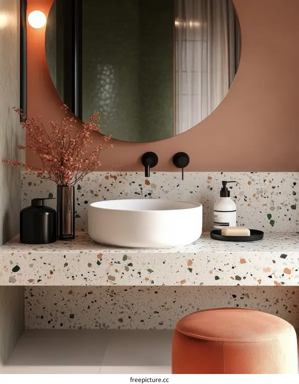 Modern Minimalist Bathroom Vanity with Terrazzo Countertop