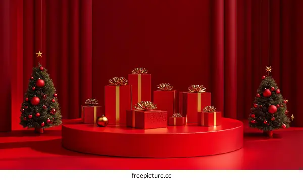 Christmas Gift Presentation Stage Illustration