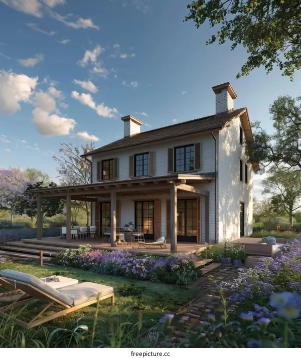 Modern Farmhouse Exterior With Beautiful Landscaping