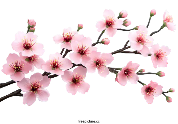 [Transparent Background PNG]Beautiful Pink Cherry Blossom Branches