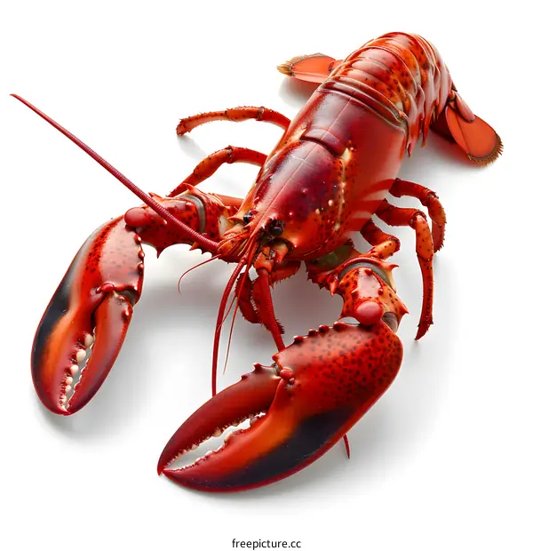 Whole Cooked Lobster on White Background