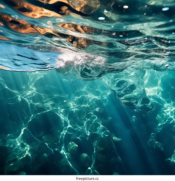 Underwater Ocean Sunlight Rays Background