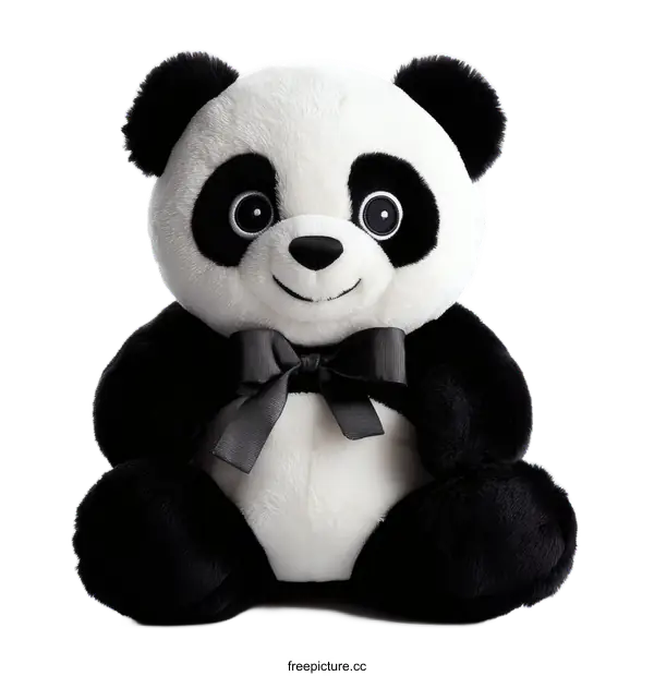 [Transparent Background PNG]Cute Panda Plush Toy with Bow Tie