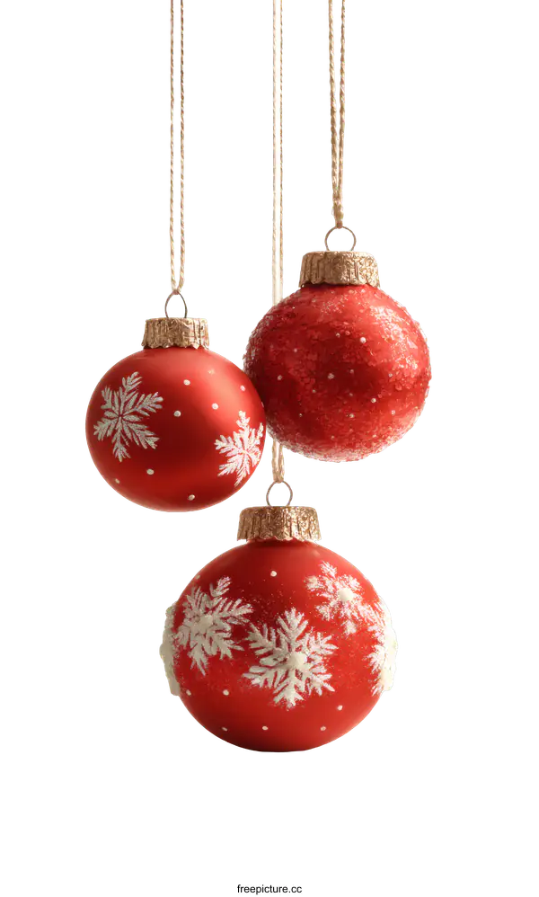 [Transparent Background PNG]Three Christmas Ornaments Hanging