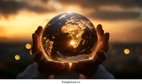 Global Unity Earth Hands Holding Globe