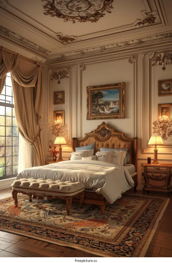 Classic Bedroom Interior Design Illustration