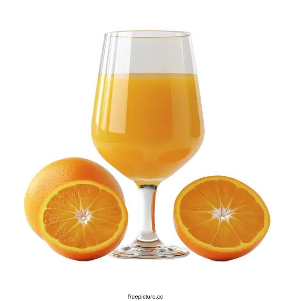 [Transparent Background PNG]Orange Juice in Glass with Orange Slices