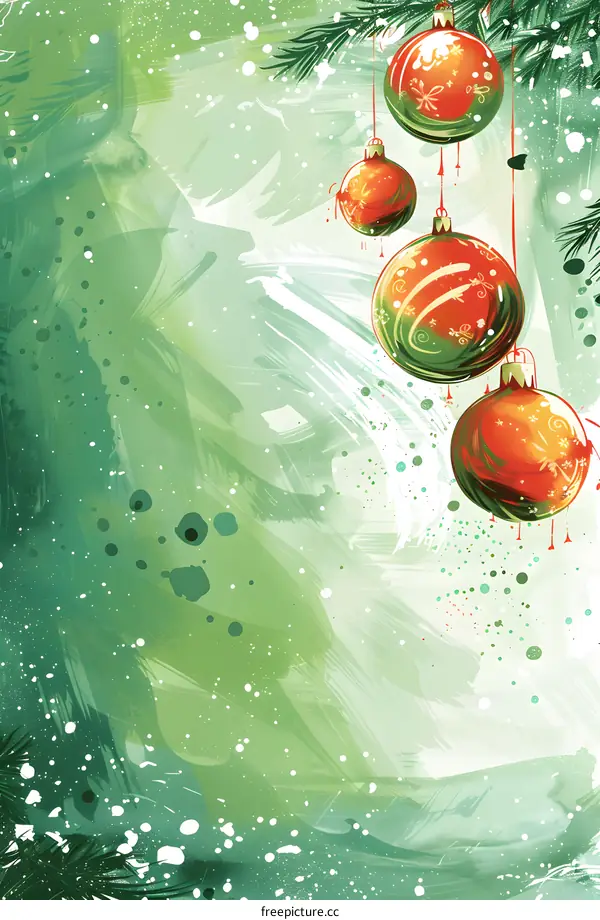 Christmas background with hanging ornaments