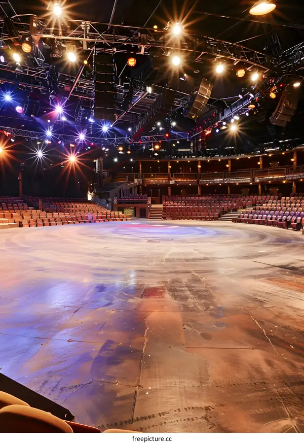 Empty Stage With Lights and Seats
