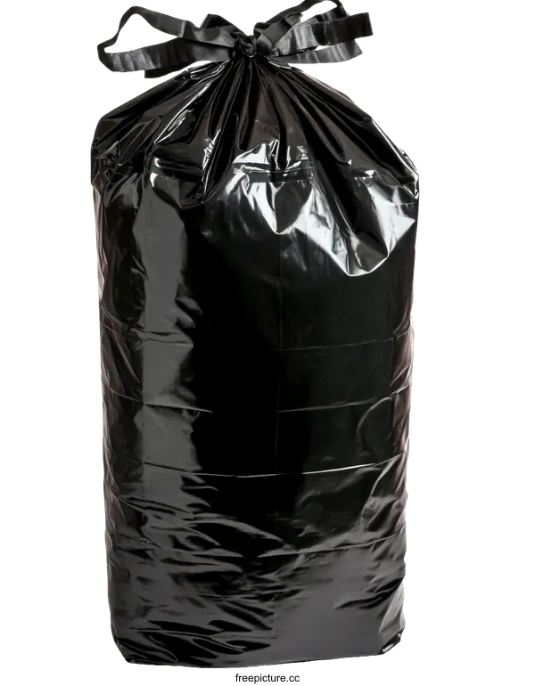 [Transparent Background PNG]Black Garbage Bag with Tied Handles