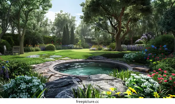 Tranquil Garden Oasis with Swimming Pool