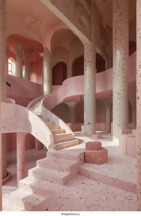 Pink Terrazzo Interior Design Staircase