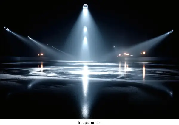 Nighttime Ice Skating Rink Spotlight