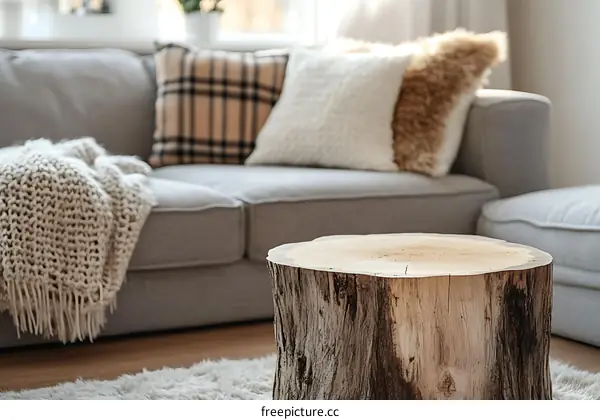 Cozy Living Room with Wooden Coffee Table