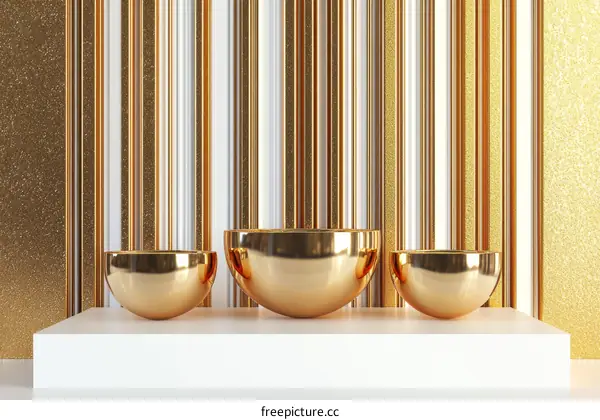Luxury Gold Bowls on White Display