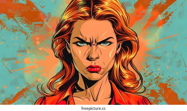 redhead woman with angry facial expression