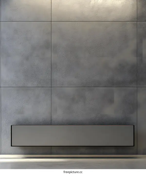 Modern Minimalist Concrete Wall With Floating Shelf