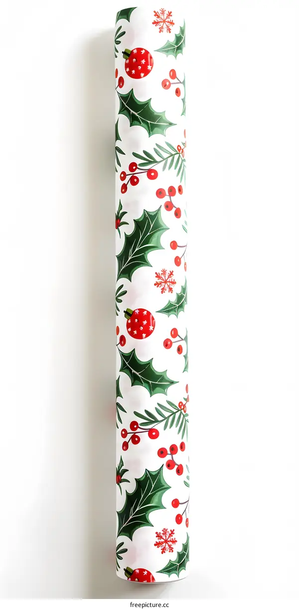 Christmas Wrapping Paper with Holly and Berries