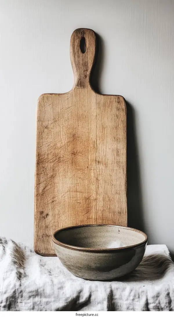 Vintage Wooden Cutting Board and Bowl