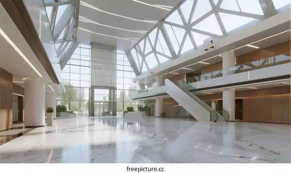 Modern Lobby with Glass Ceiling and Natural Light