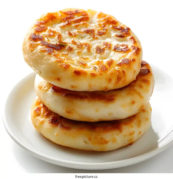 three pieces of shallot pancake