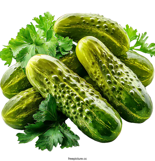 [Transparent Background PNG]Pickled Cucumbers with Parsley