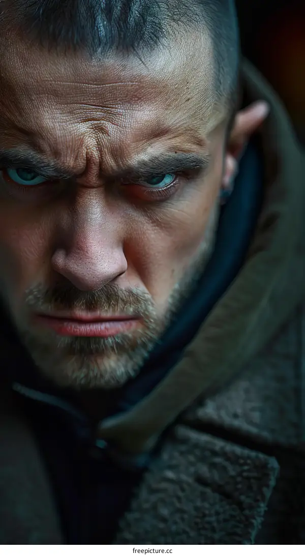 Close-up Portrait of a Serious Man