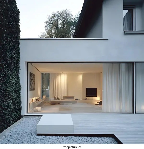 Modern Minimalist Home with Open Living Space and Large Glass Windows