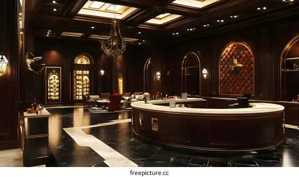 Luxury Bar Interior Design With Curved Countertop