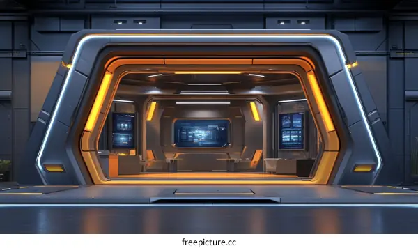 Futuristic Interior Design of a Spaceship Control Room