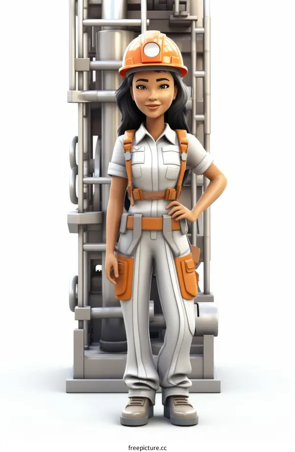 Female Engineer Working on Industrial Machinery