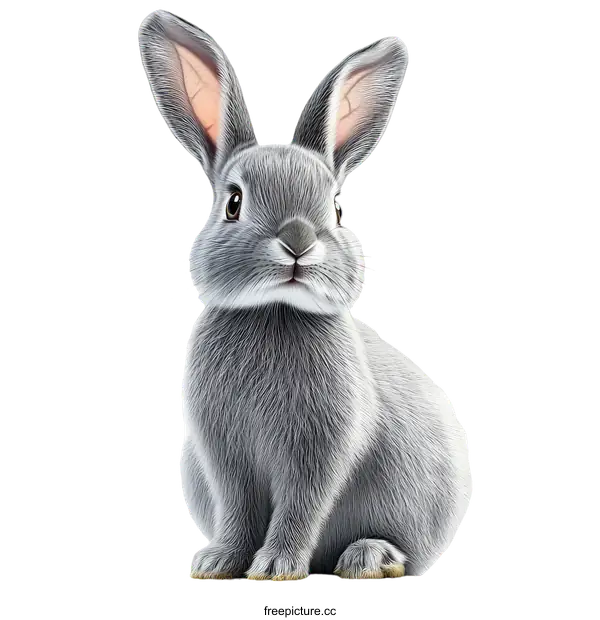 [Transparent Background PNG]Adorable Gray Bunny Illustration