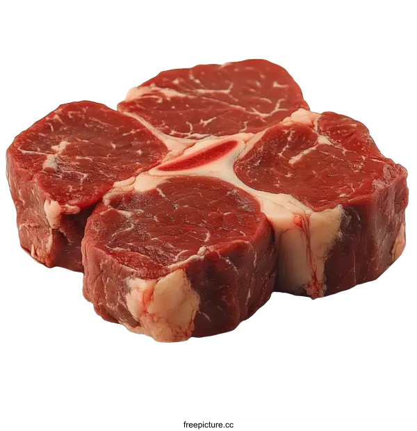 [Transparent Background PNG]Raw Steak Close-up with Marbling and Bone