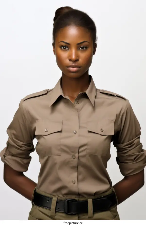 Black woman in military uniform