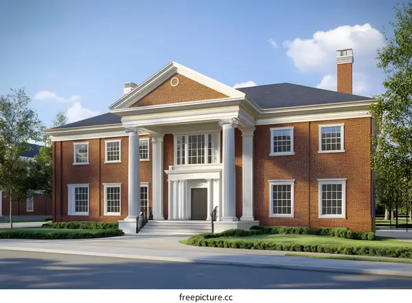 Classic Brick House with Columns and Front Porch