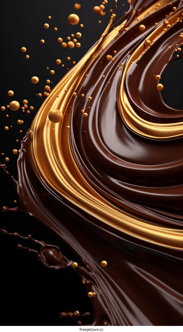 Chocolate and gold liquid swirl