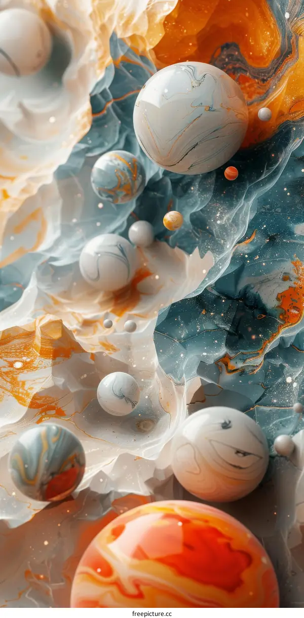 Abstract Colorful Planets in a Galaxy