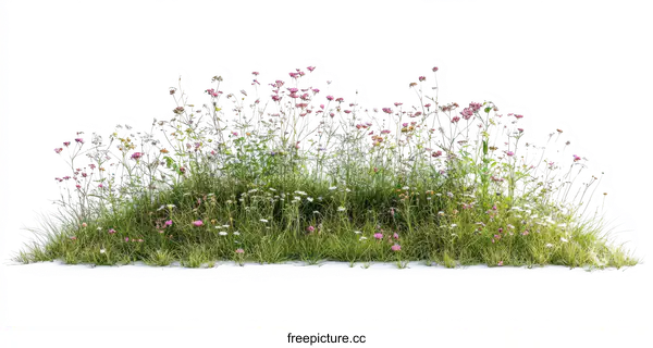 [Transparent Background PNG]Colorful Wildflower Meadow Illustration