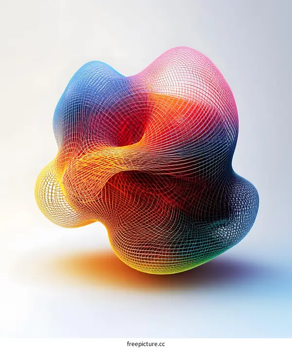 Abstract Colorful Wireframe 3D Object