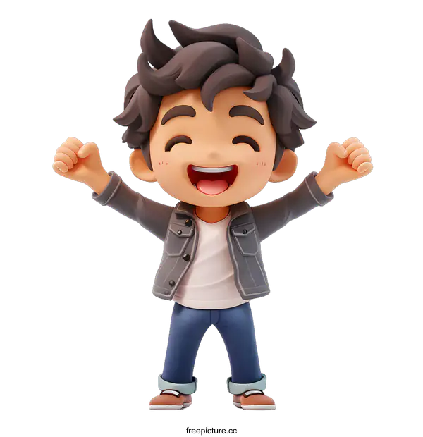 [Transparent Background PNG]Cheerful 3D boy character