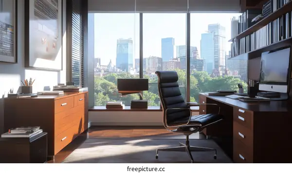 Modern City Office Interior Design Illustration