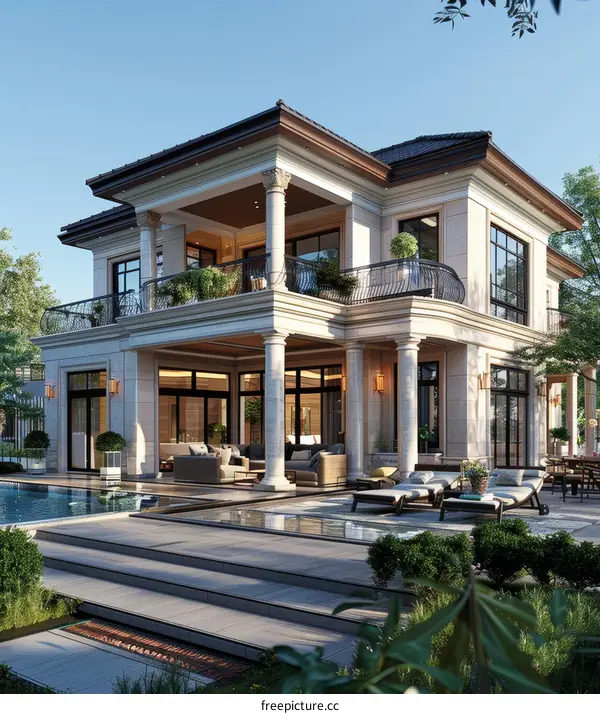 European style villa with swimming pool